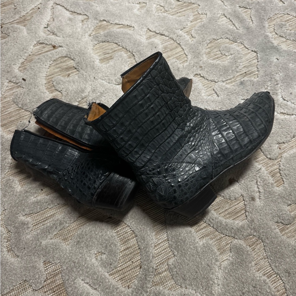 Men's Black/Grey Genuine Crocodile Boots 🐊 - Picture 4 of 5
